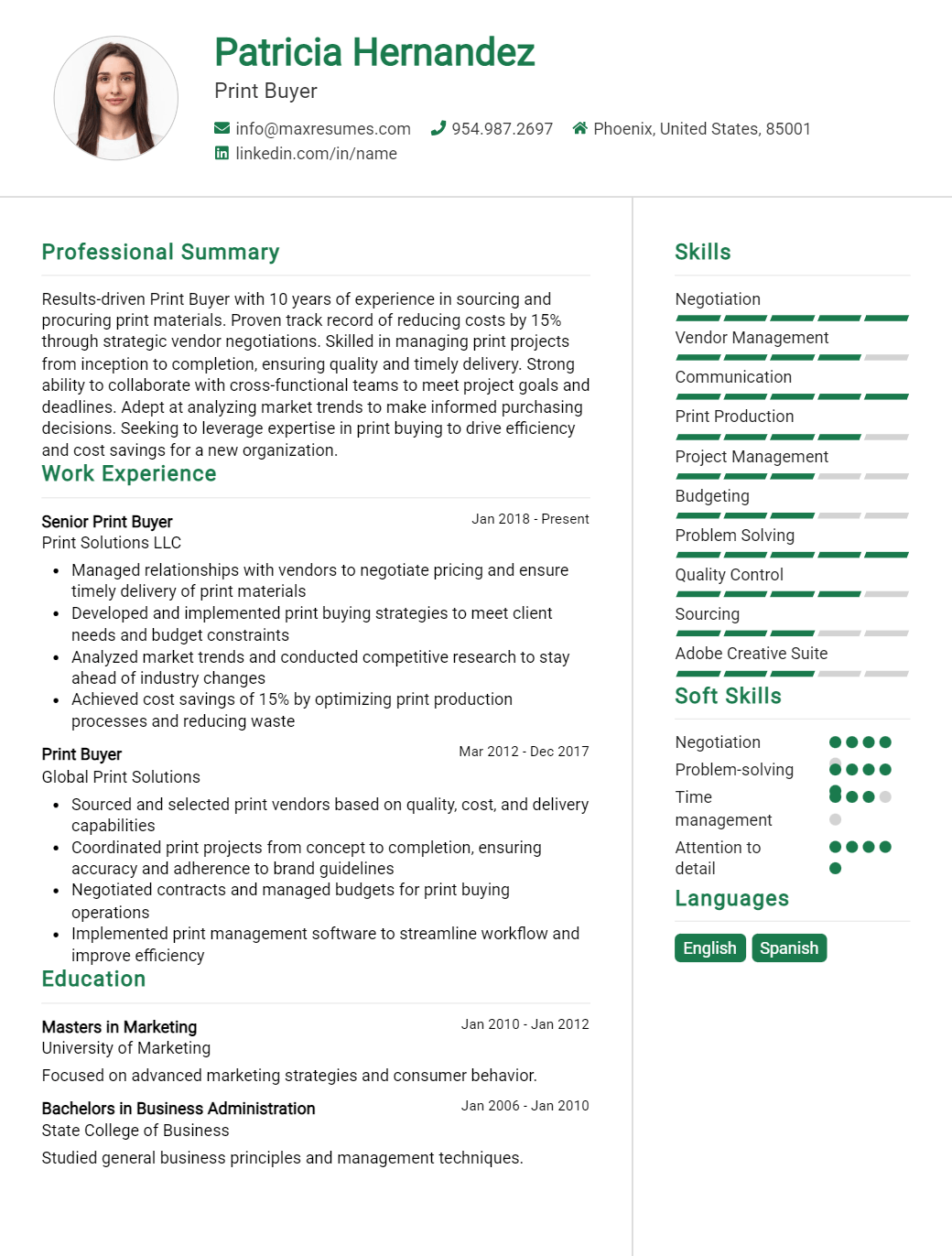 print-buyer-resume-sample