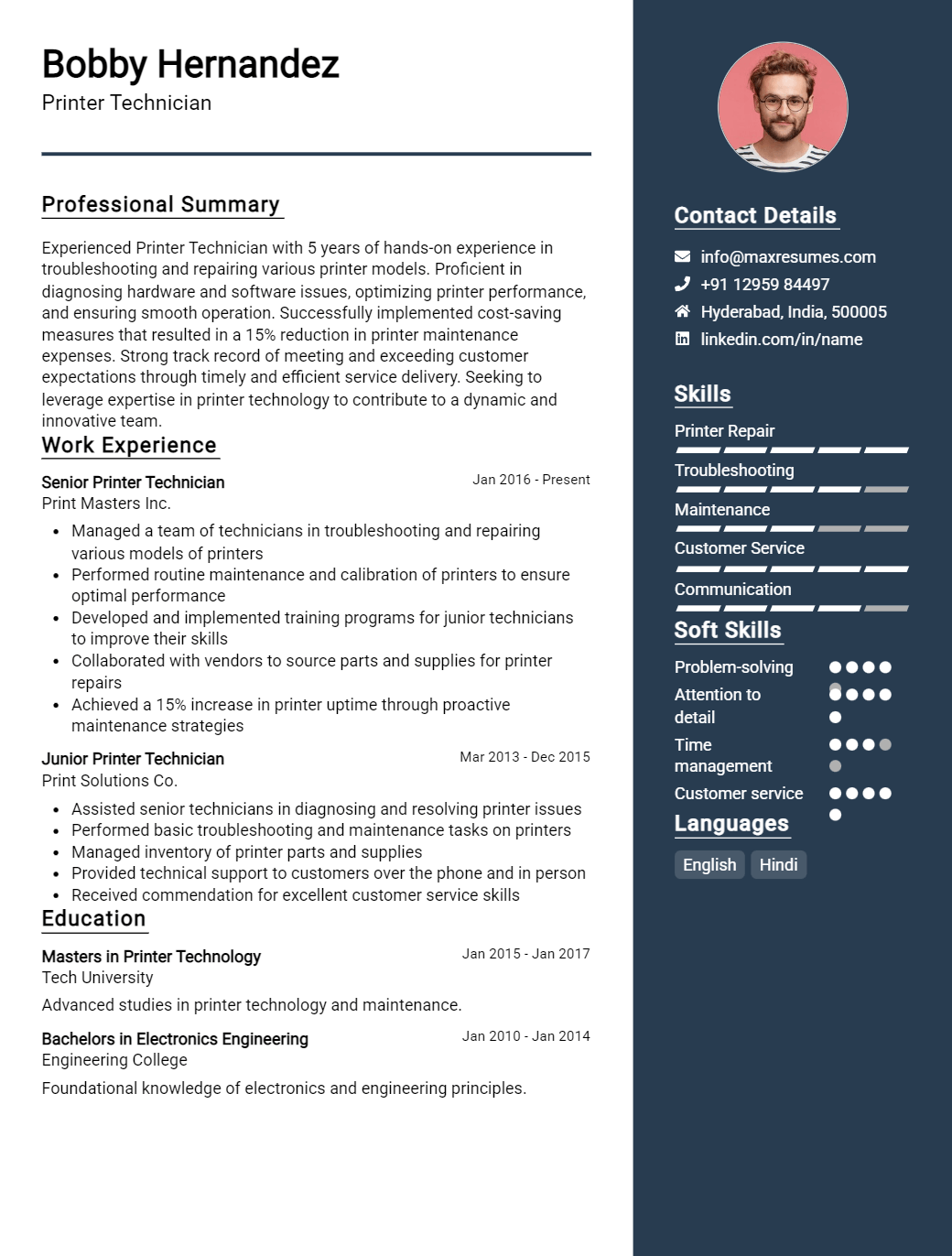 printer-technician-resume-sample