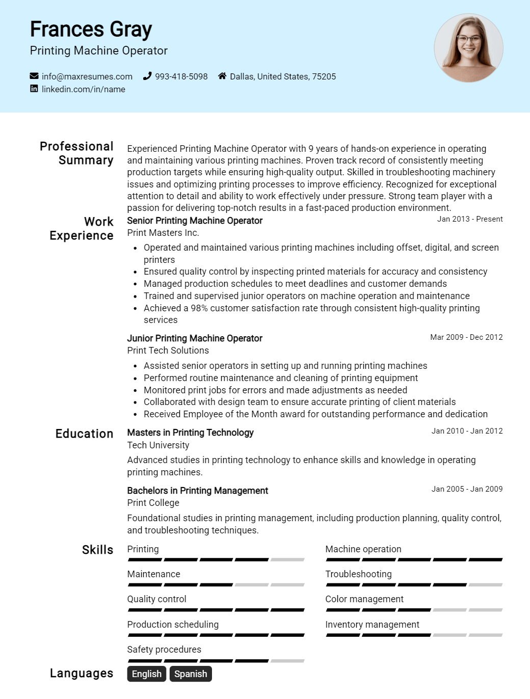 printing-machine-operator-resume-sample