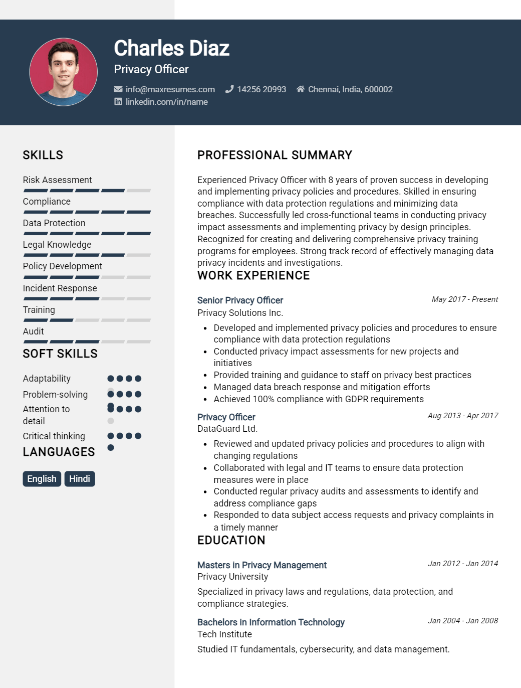 privacy-officer-resume-sample