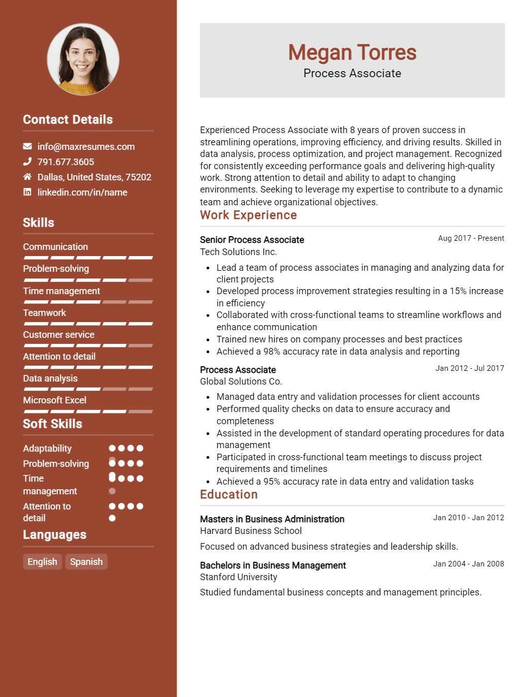 process-associate-resume-sample