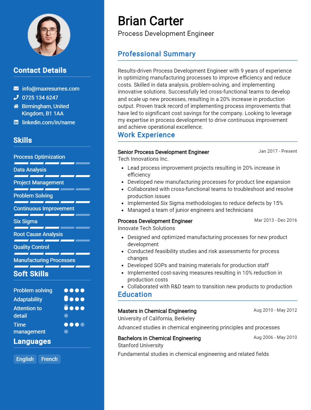 process-development-engineer-resume-sample