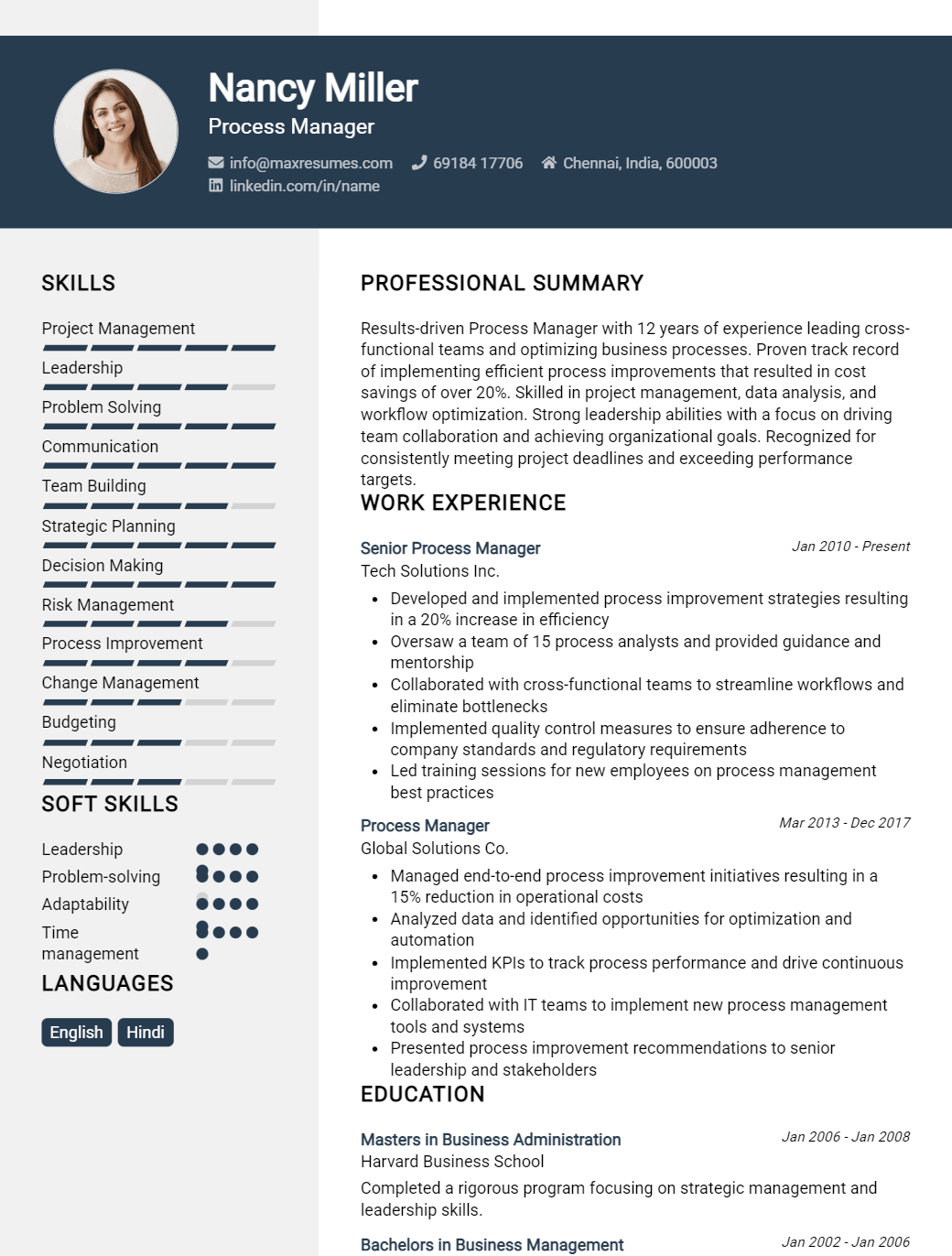 process-manager-resume-sample