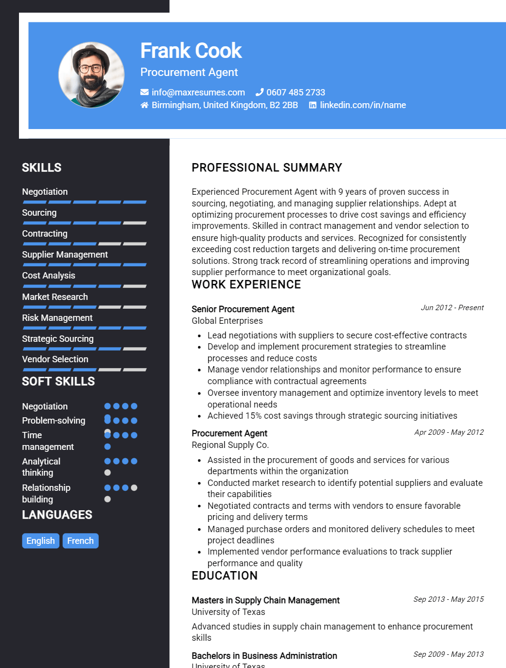 procurement-agent-resume-sample
