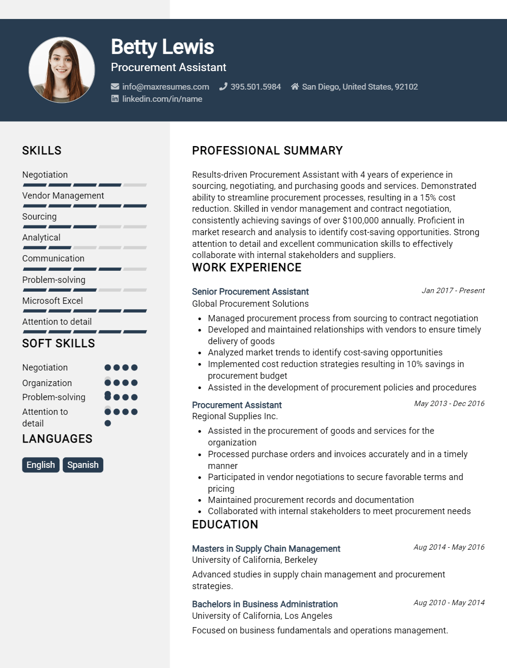 procurement-assistant-resume-sample