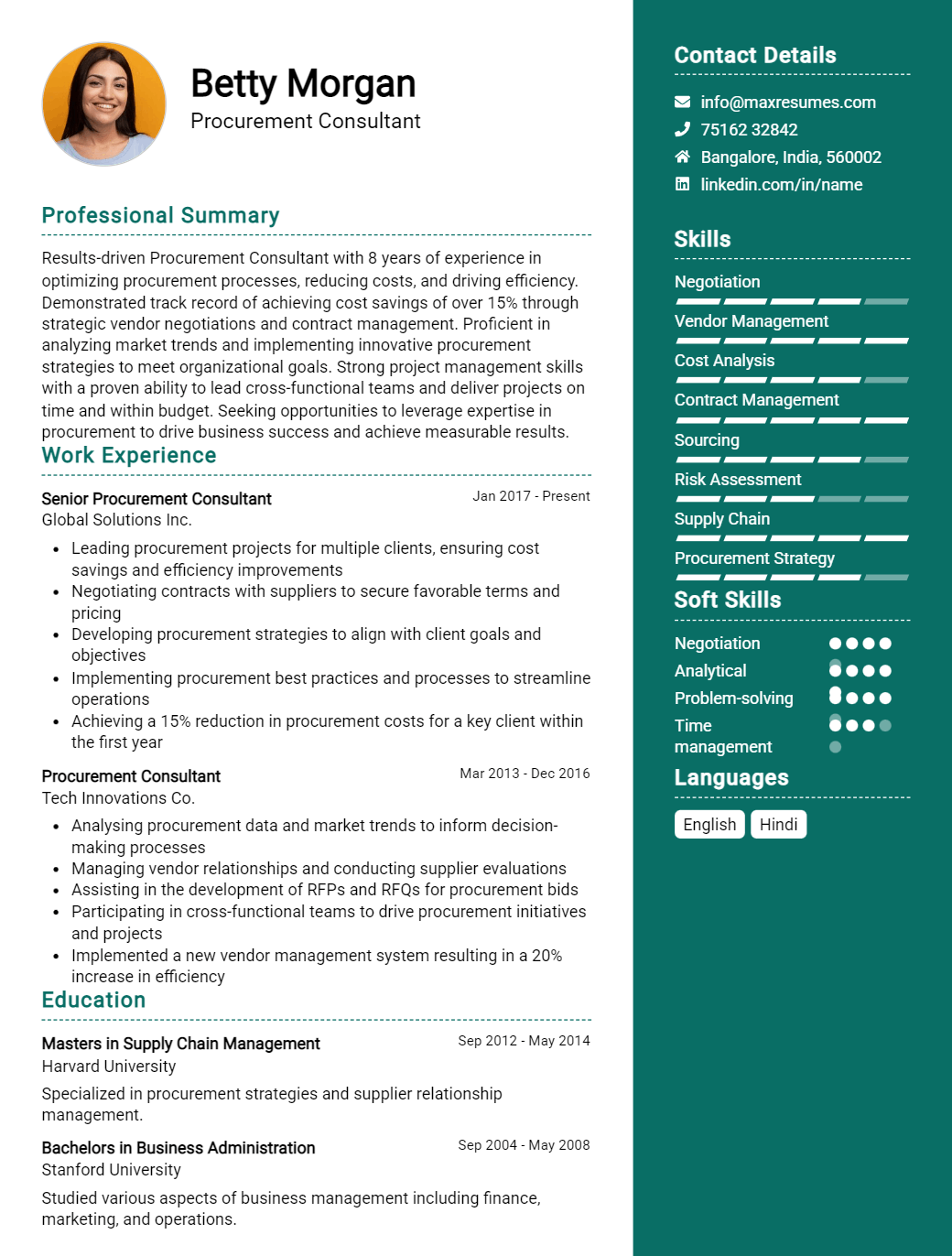 procurement-consultant-resume-sample