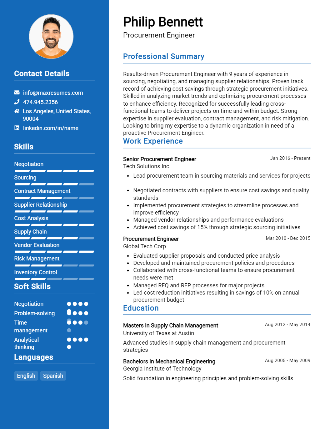 procurement-engineer-resume-sample