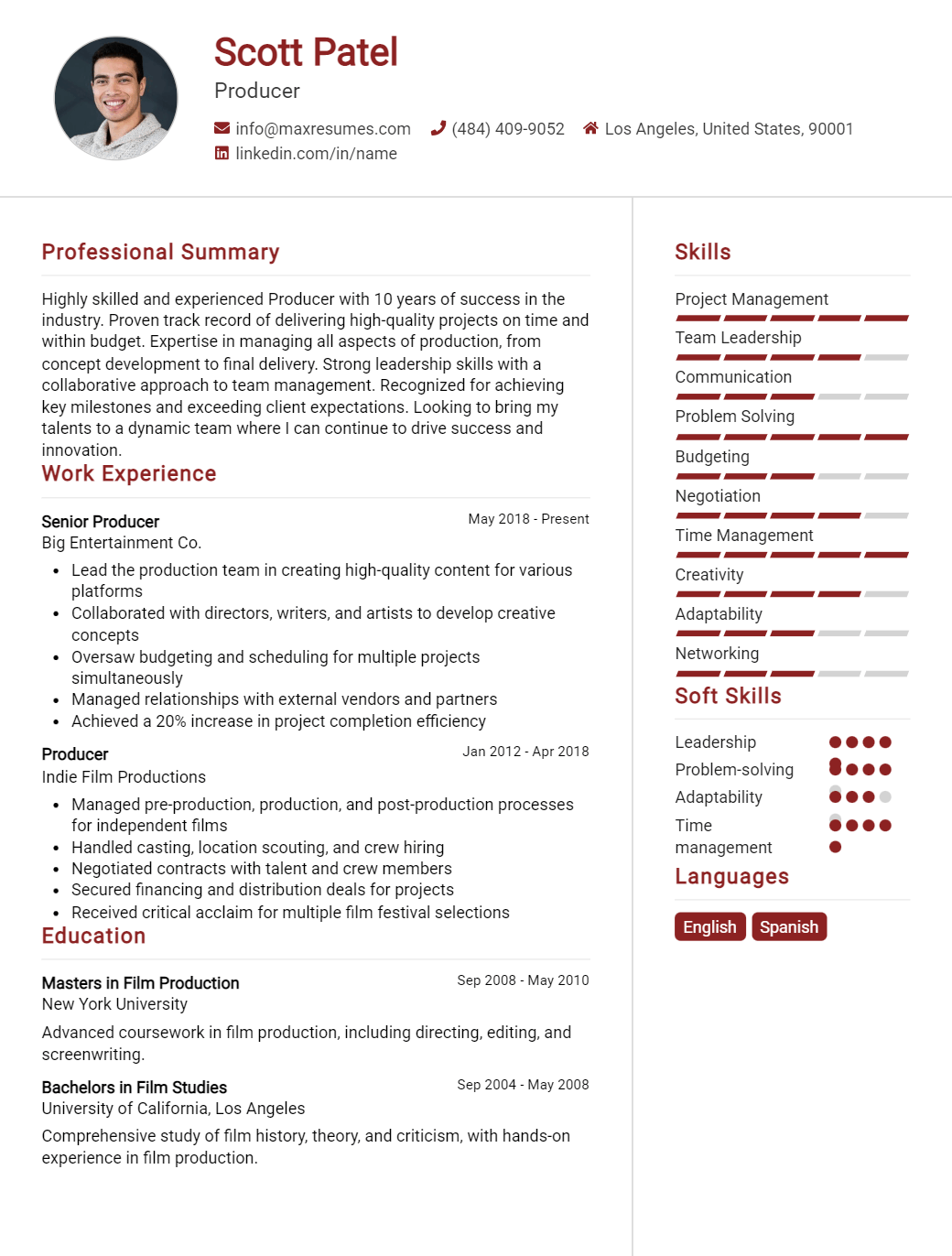 producer-resume-sample