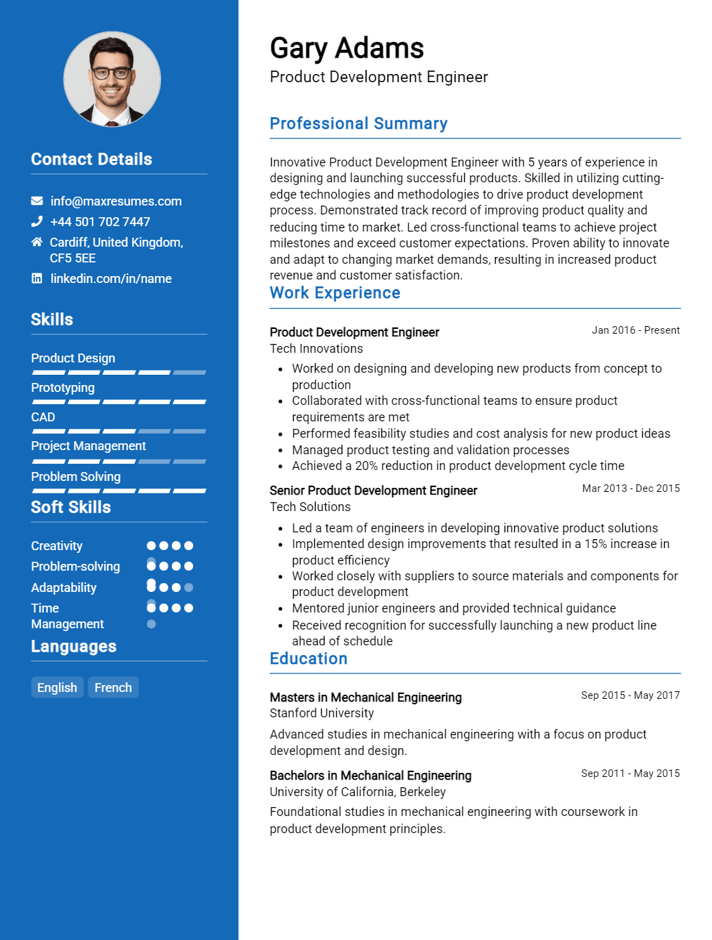 product-development-engineer-resume-sample