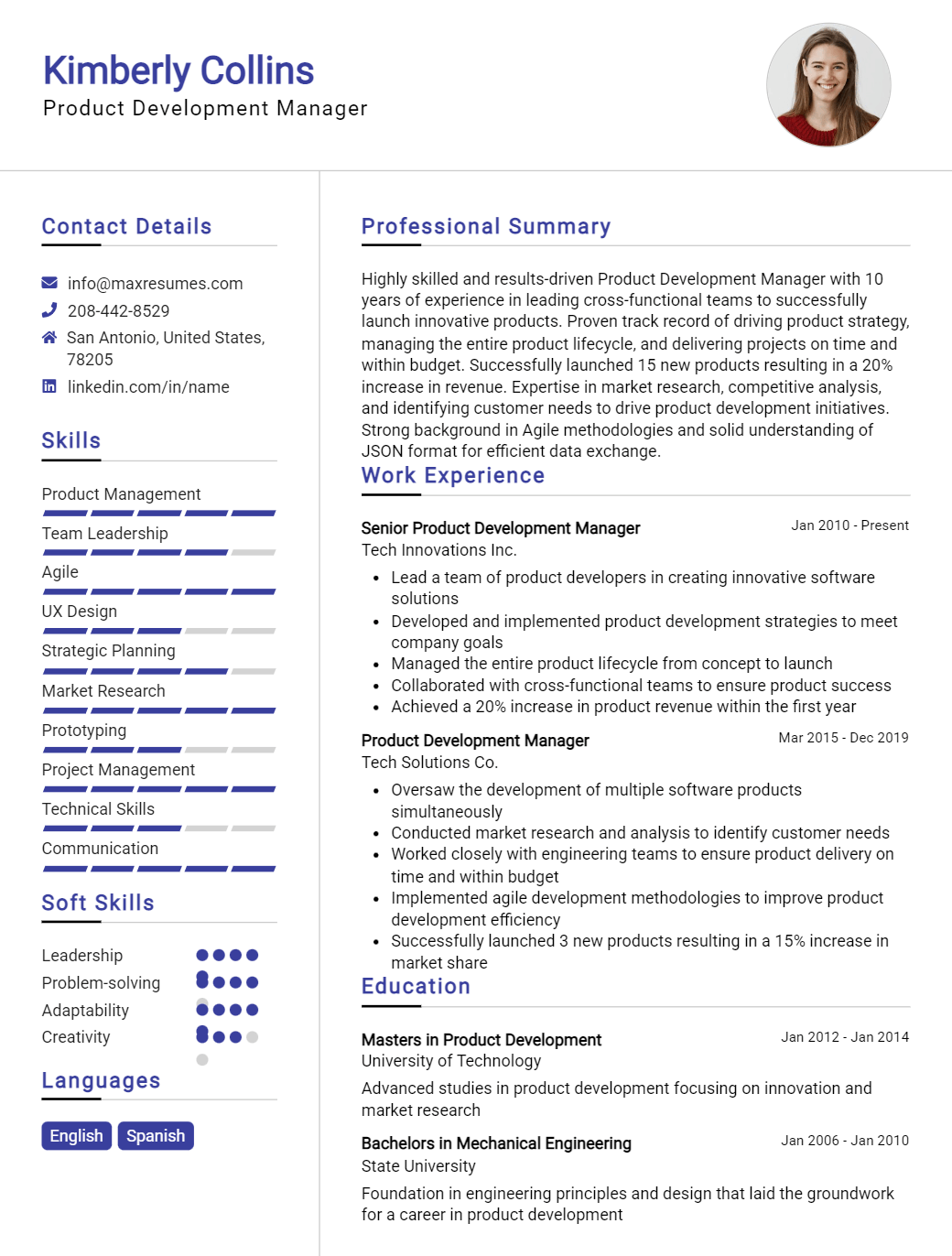 product-development-manager-resume-sample