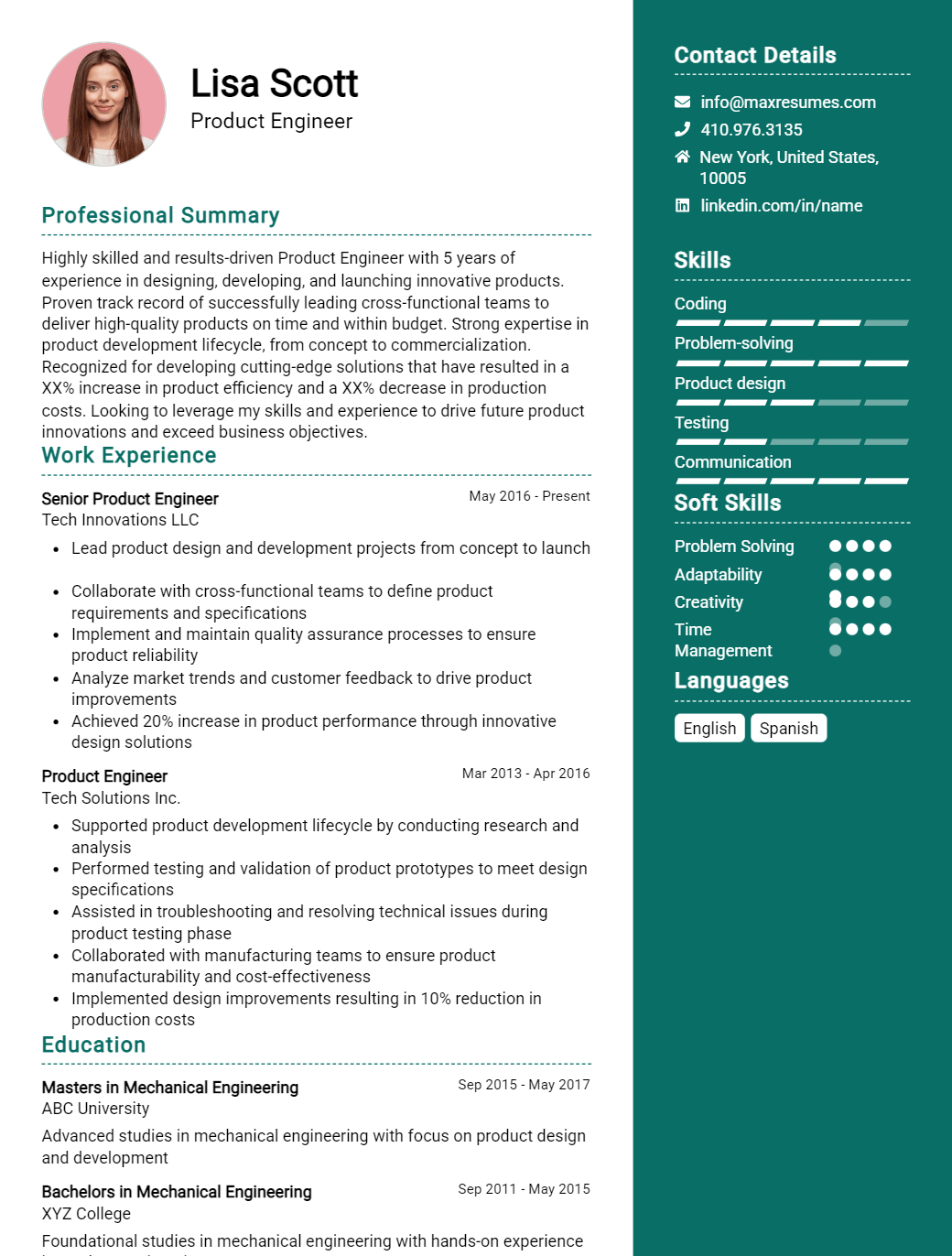 product-engineer-resume-sample