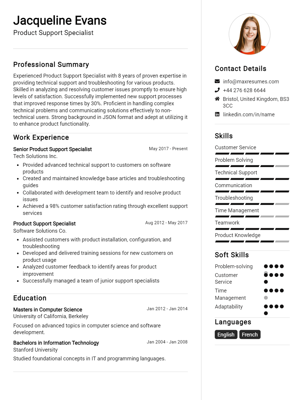 product-support-specialist-resume-sample