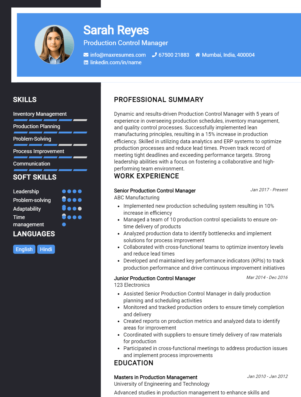 control-manager-resume-sample
