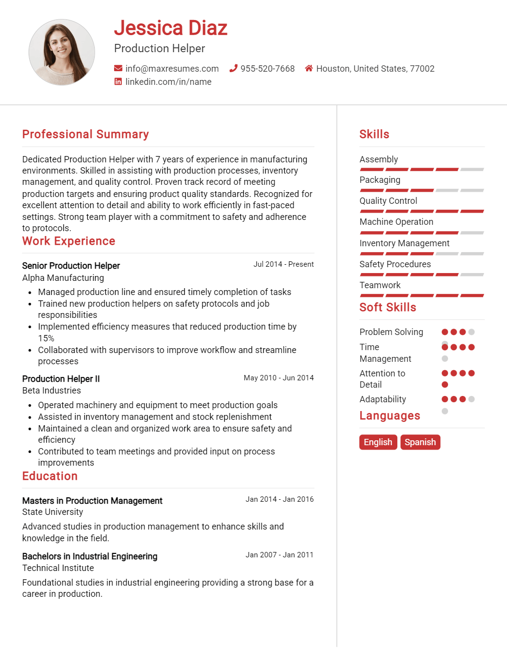 helper-resume-sample