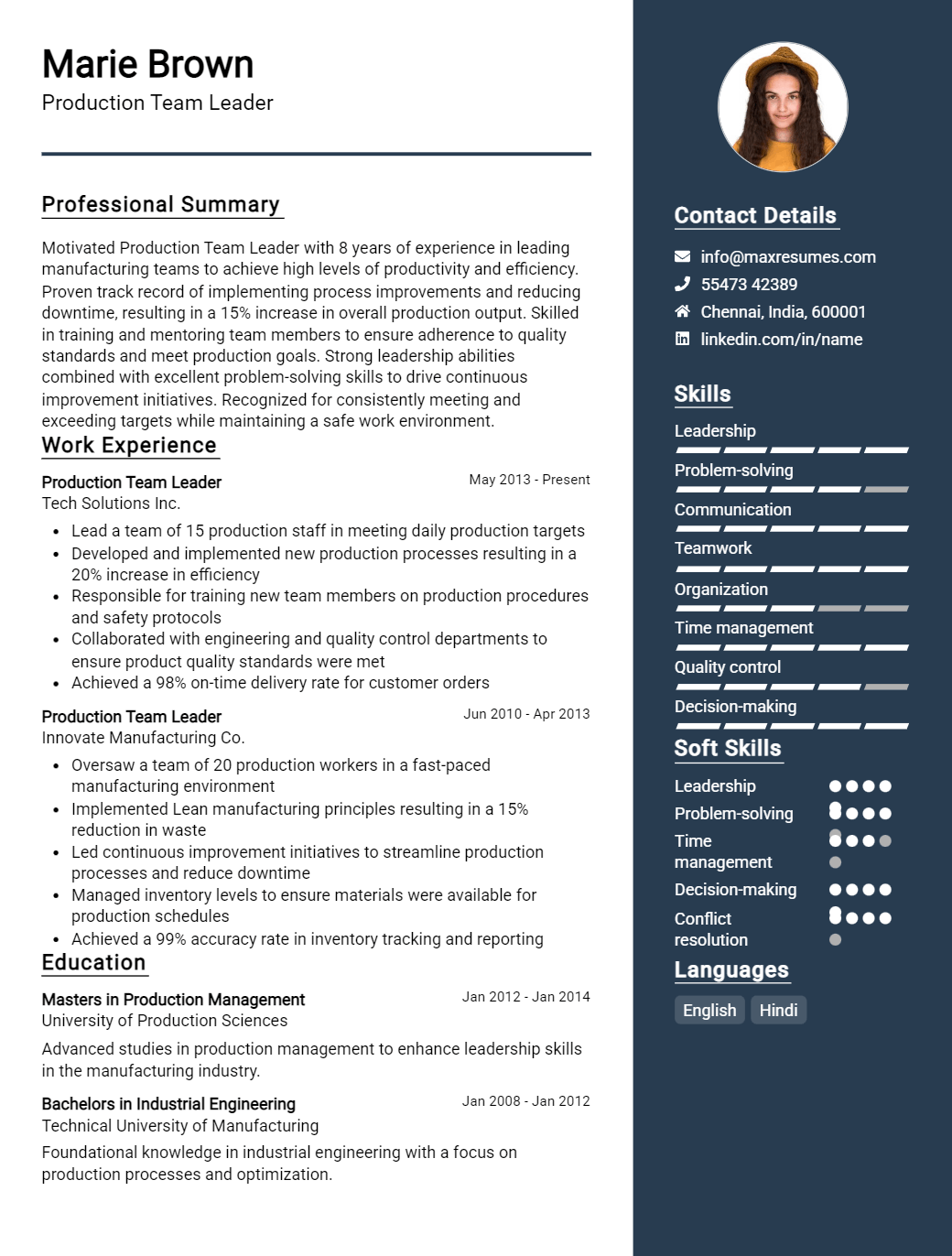 team-leader-resume-sample