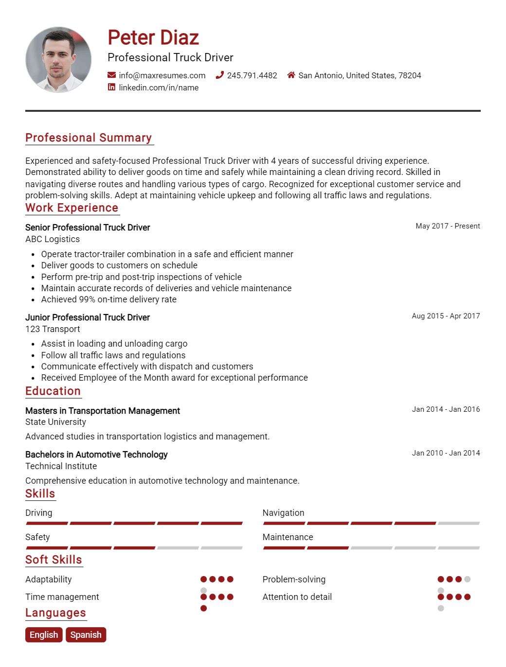 professional-truck-driver-resume-sample