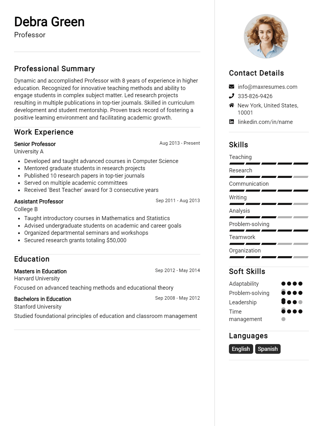 professor-resume-sample