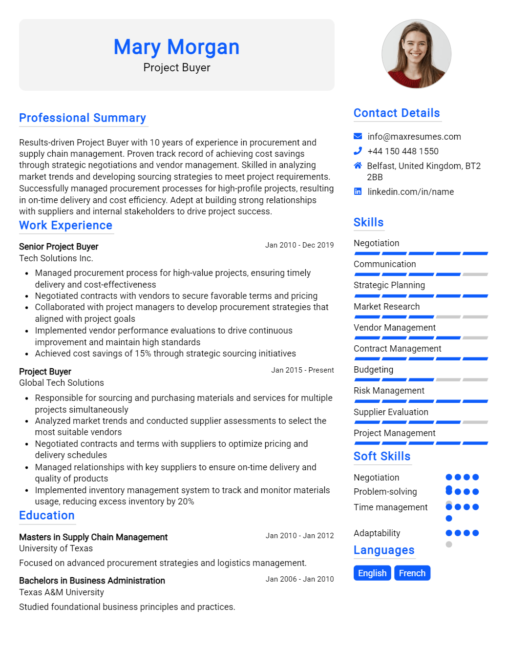 project-buyer-resume-sample