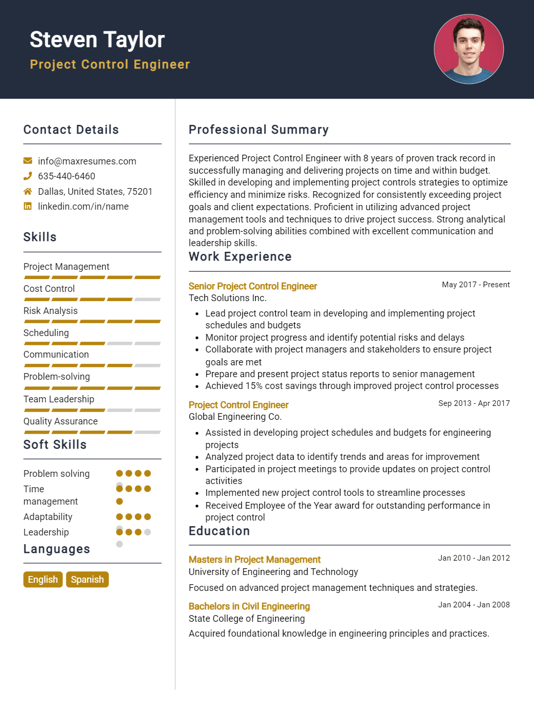 project-control-engineer-resume-sample