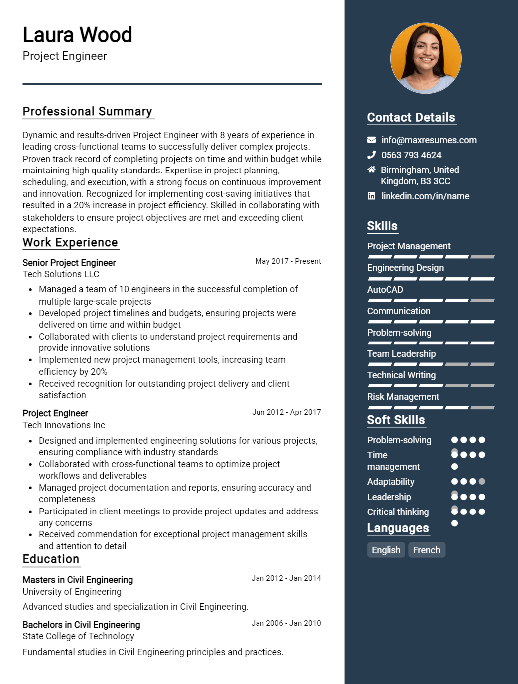 project-engineer-resume-sample