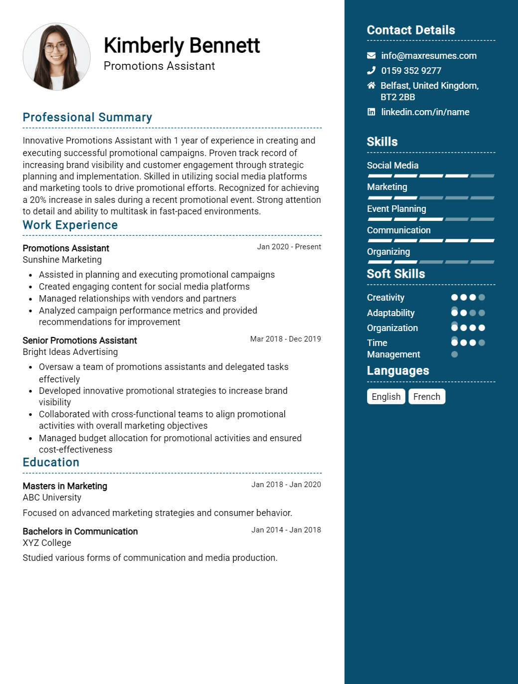 promotions-assistant-resume-sample