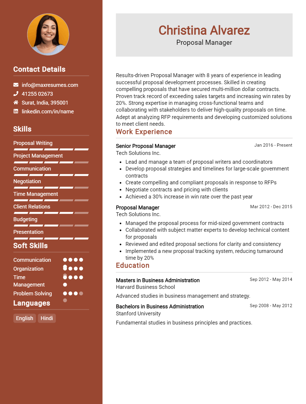 proposal-manager-resume-sample