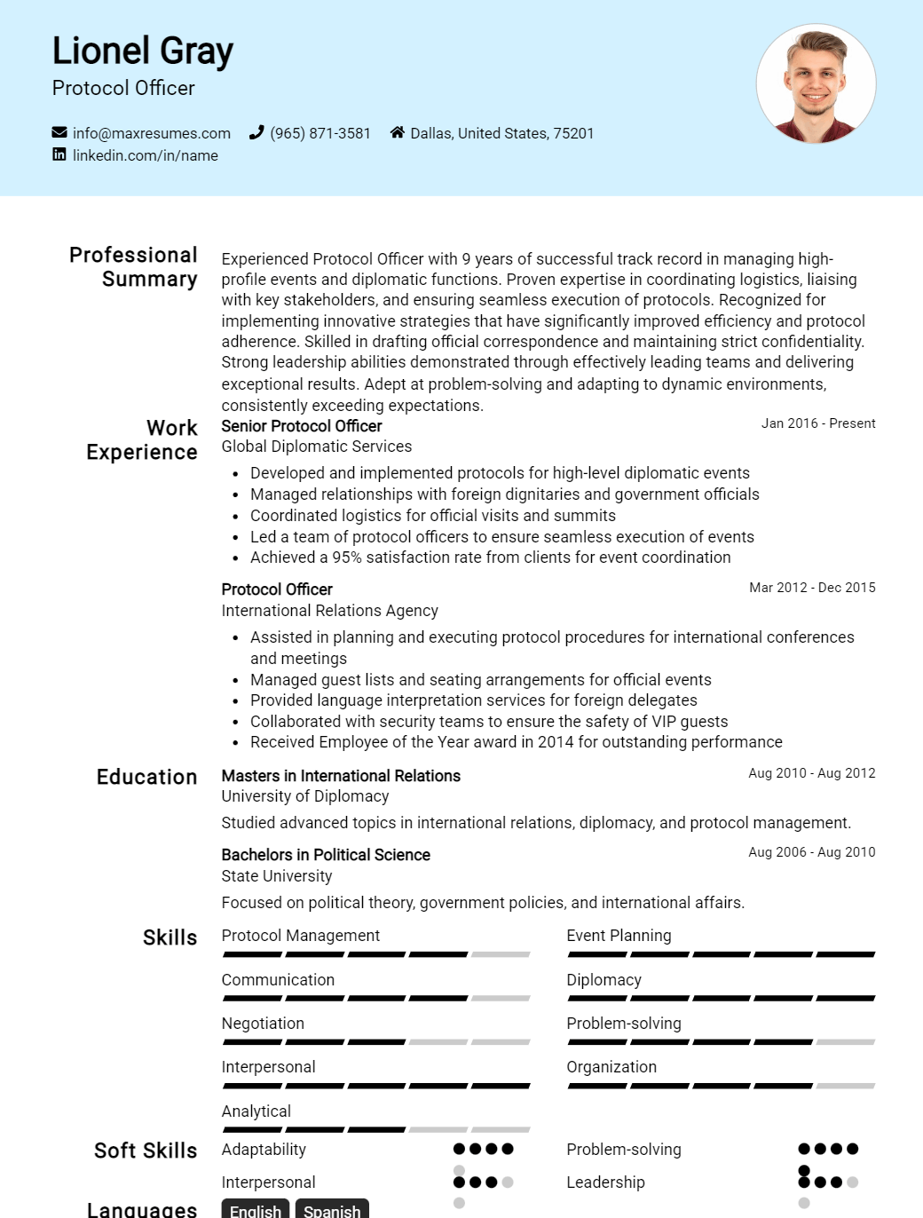 protocol-officer-resume-sample