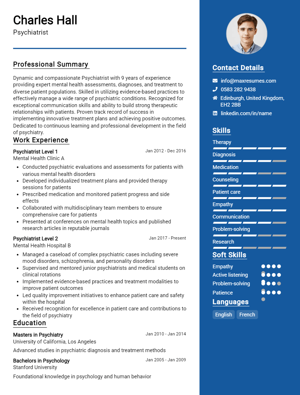 psychiatrist-resume-sample