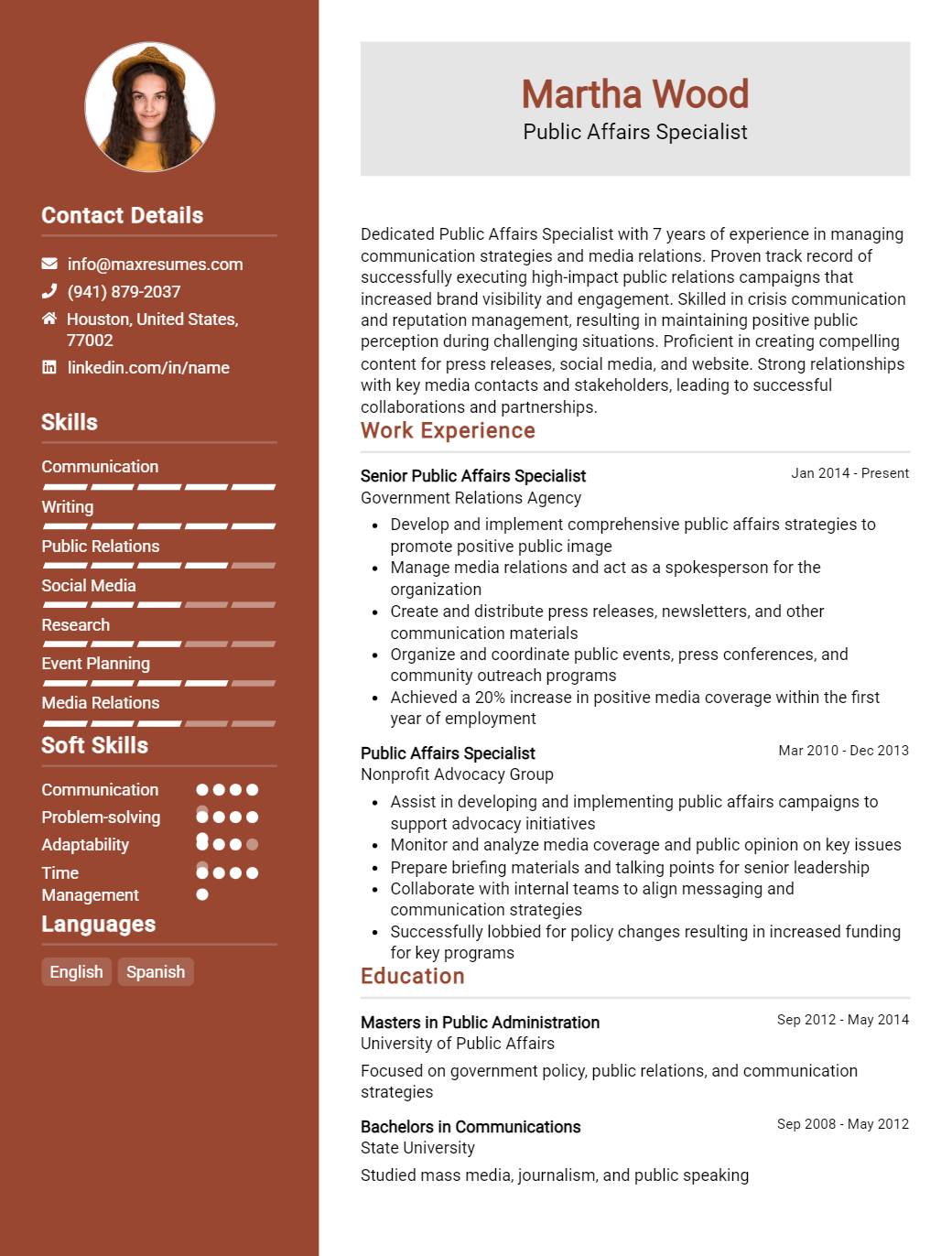 public-affairs-specialist-resume-sample