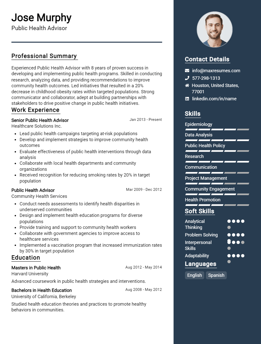 public-health-advisor-resume-sample