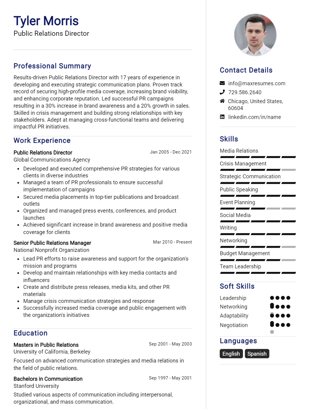 public-relations-director-resume-sample