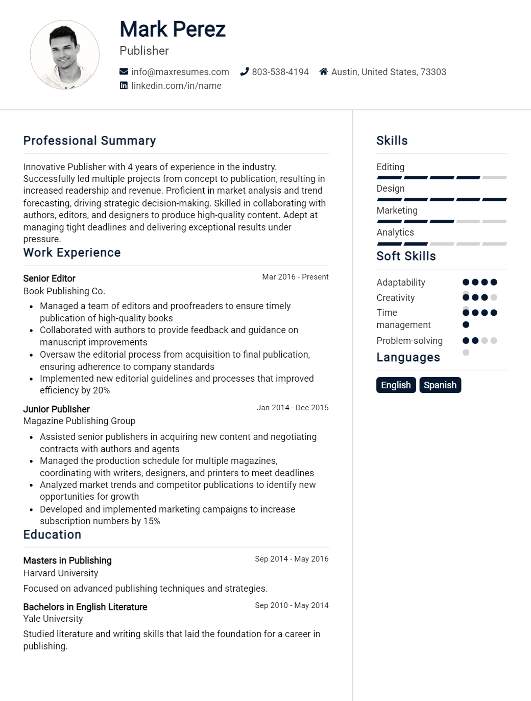 publisher-resume-sample