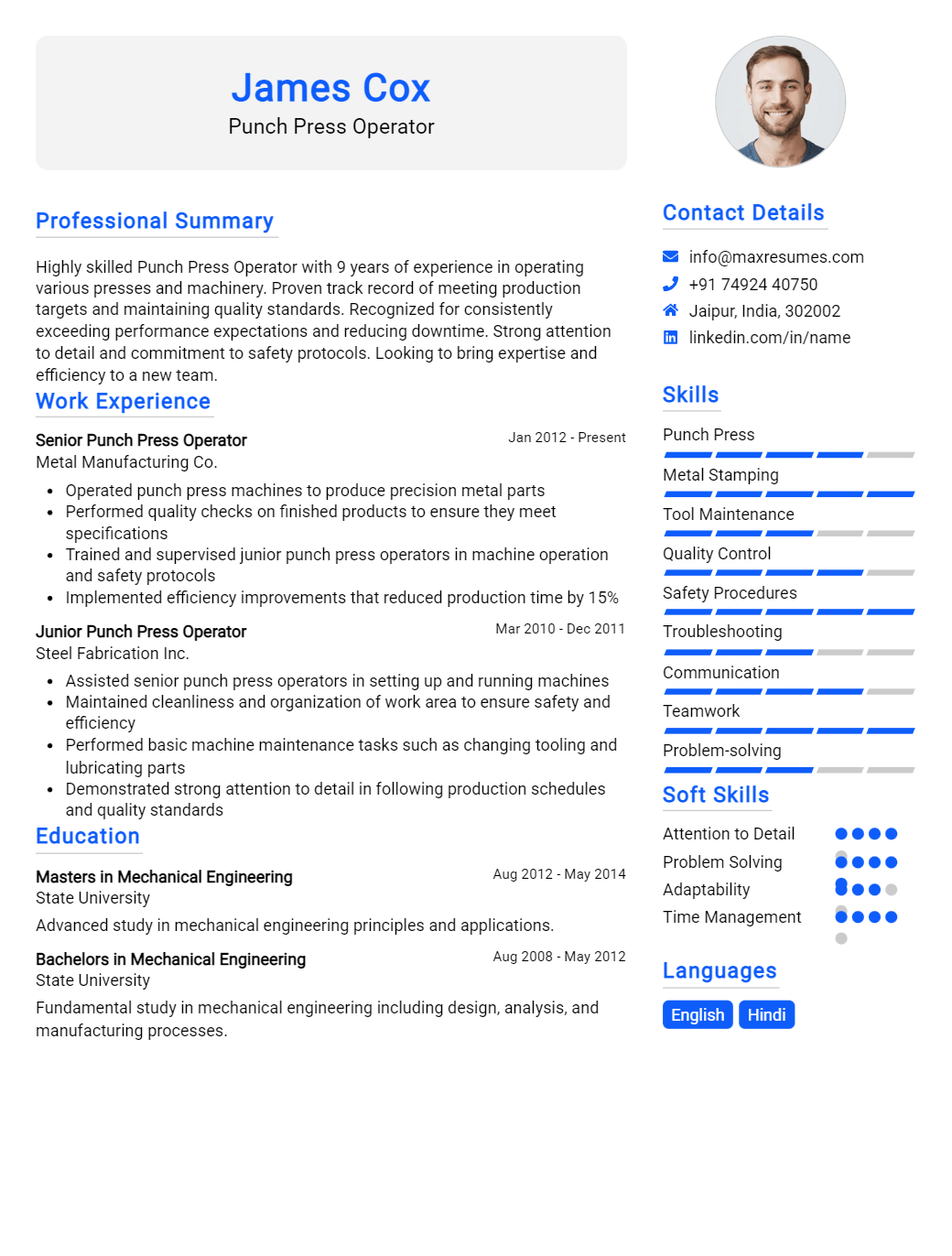 punch-press-operator-resume-sample