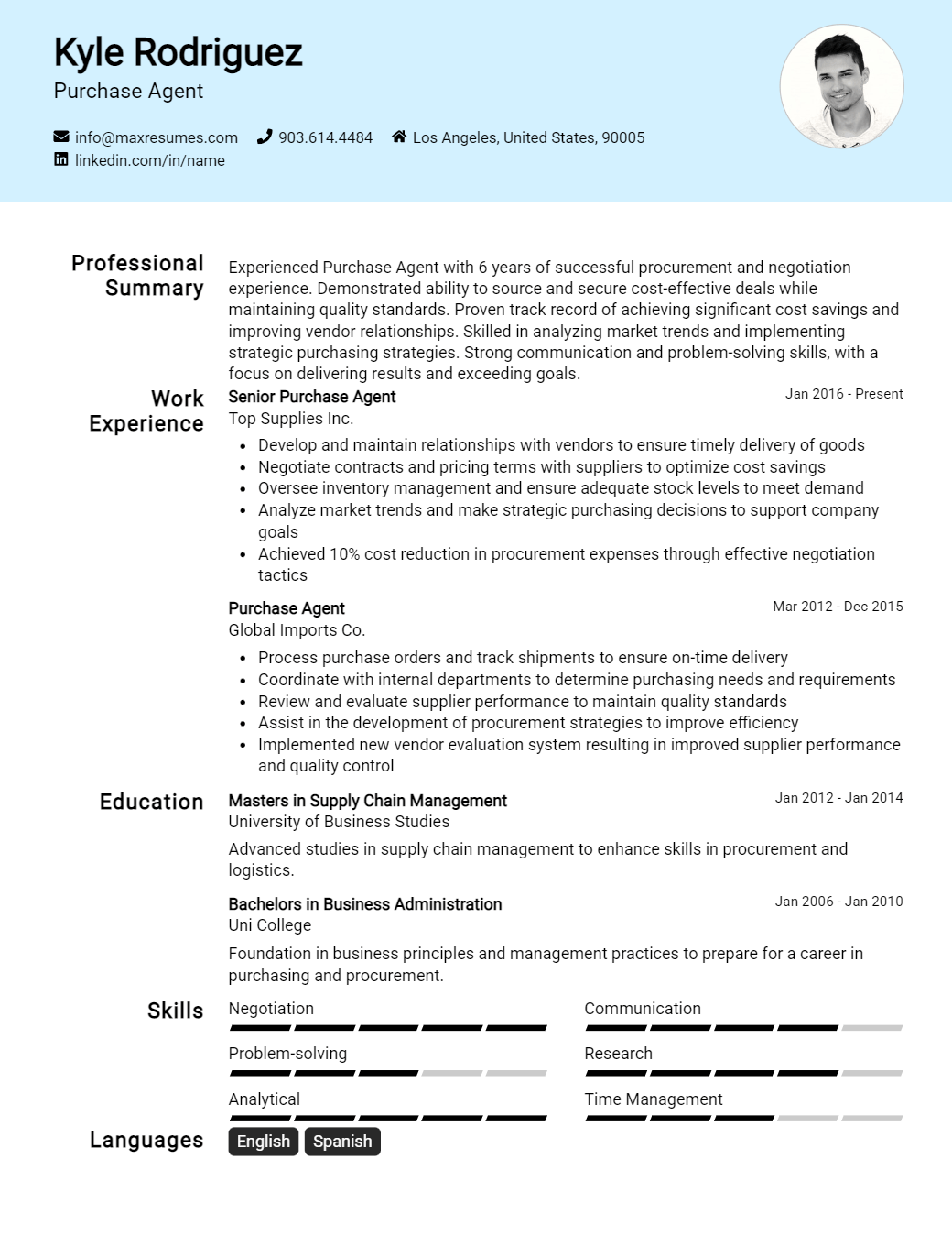 purchase-agent-resume-sample