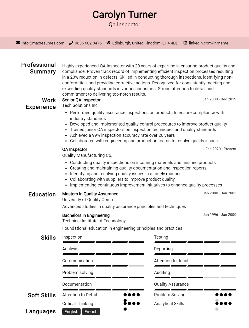 qa-inspector-resume-sample