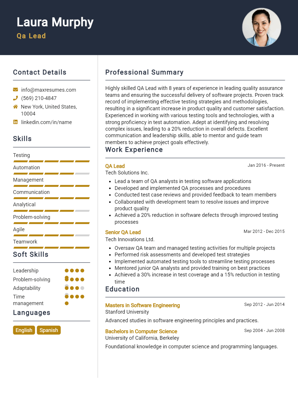 qa-lead-resume-sample