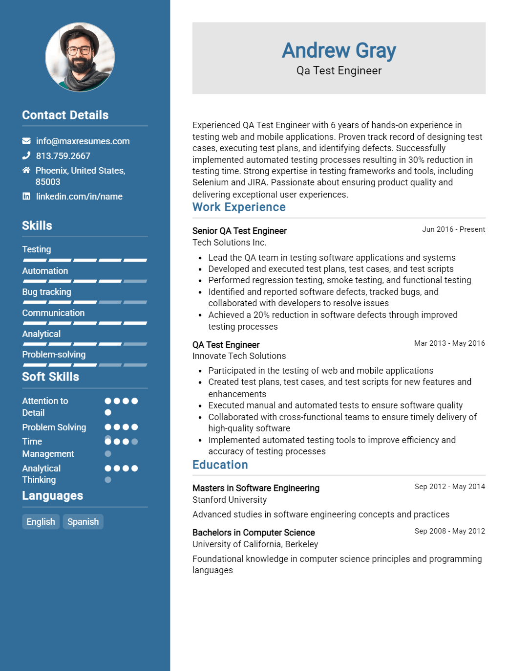 qa-test-engineer-resume-sample