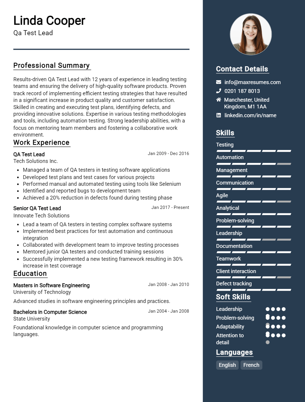 qa-test-lead-resume-sample
