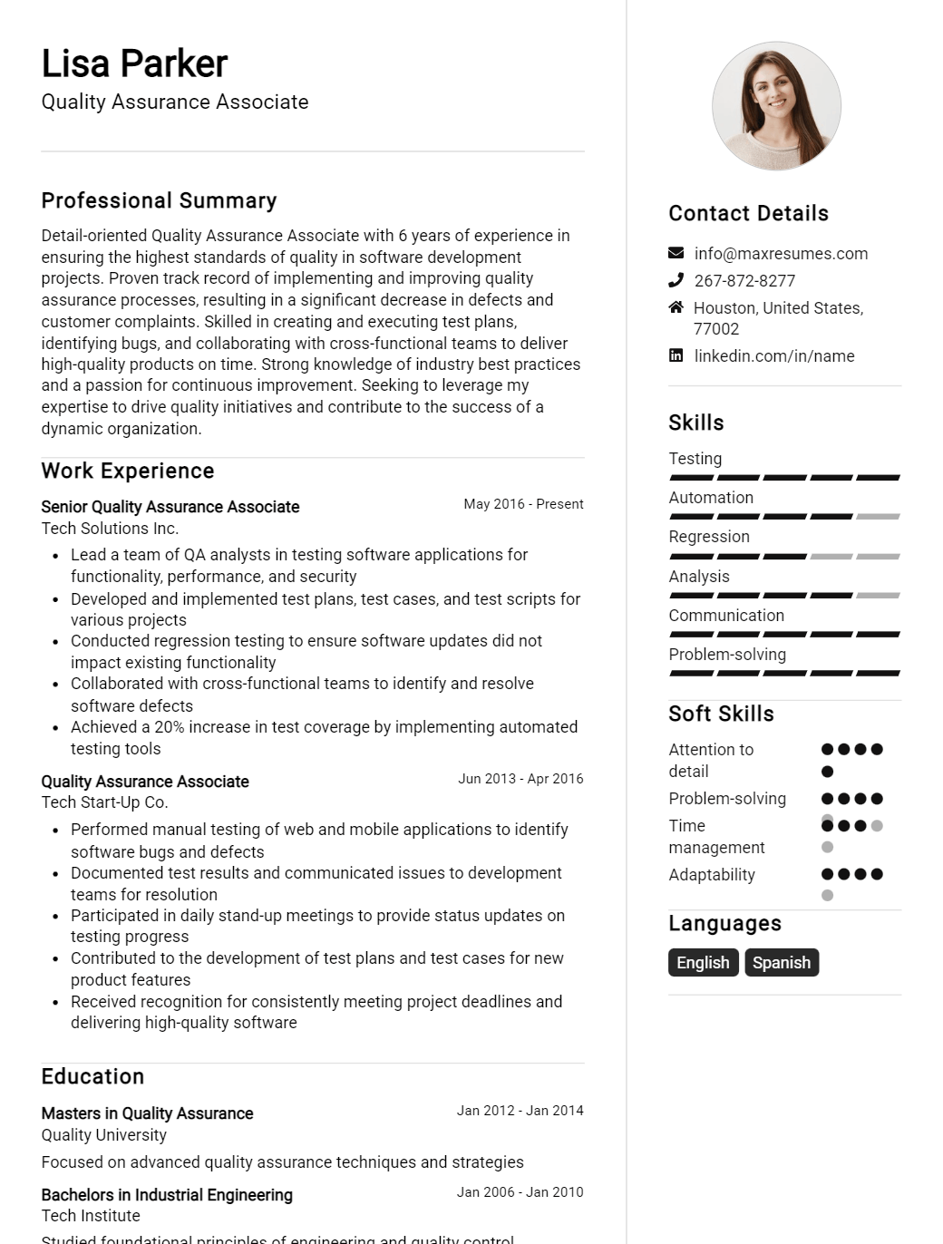 quality-assurance-associate-resume-sample
