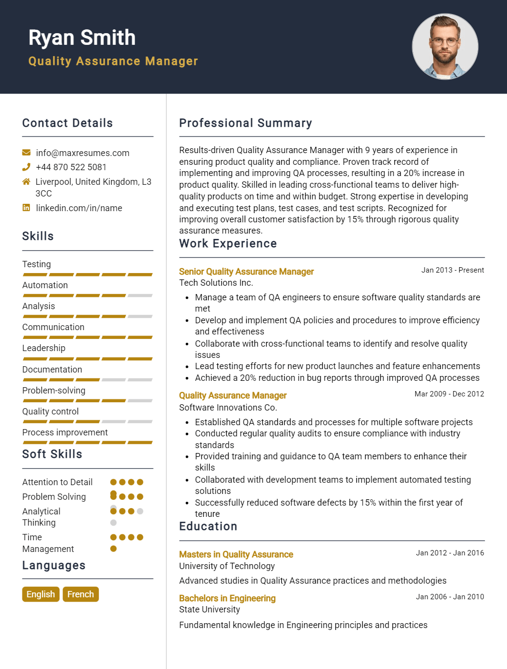 quality-assurance-manager-resume-sample