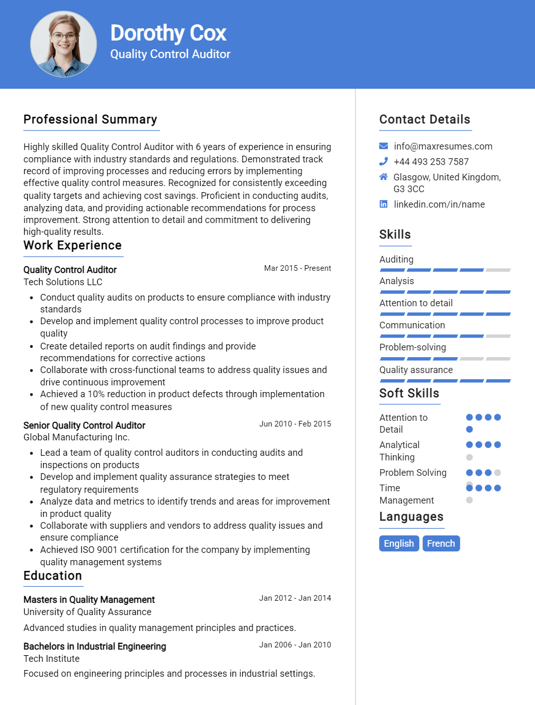 auditor-resume-sample