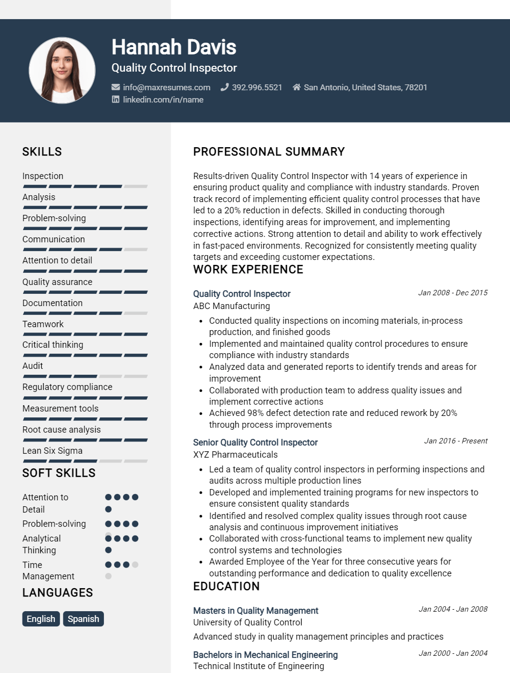 inspector-resume-sample