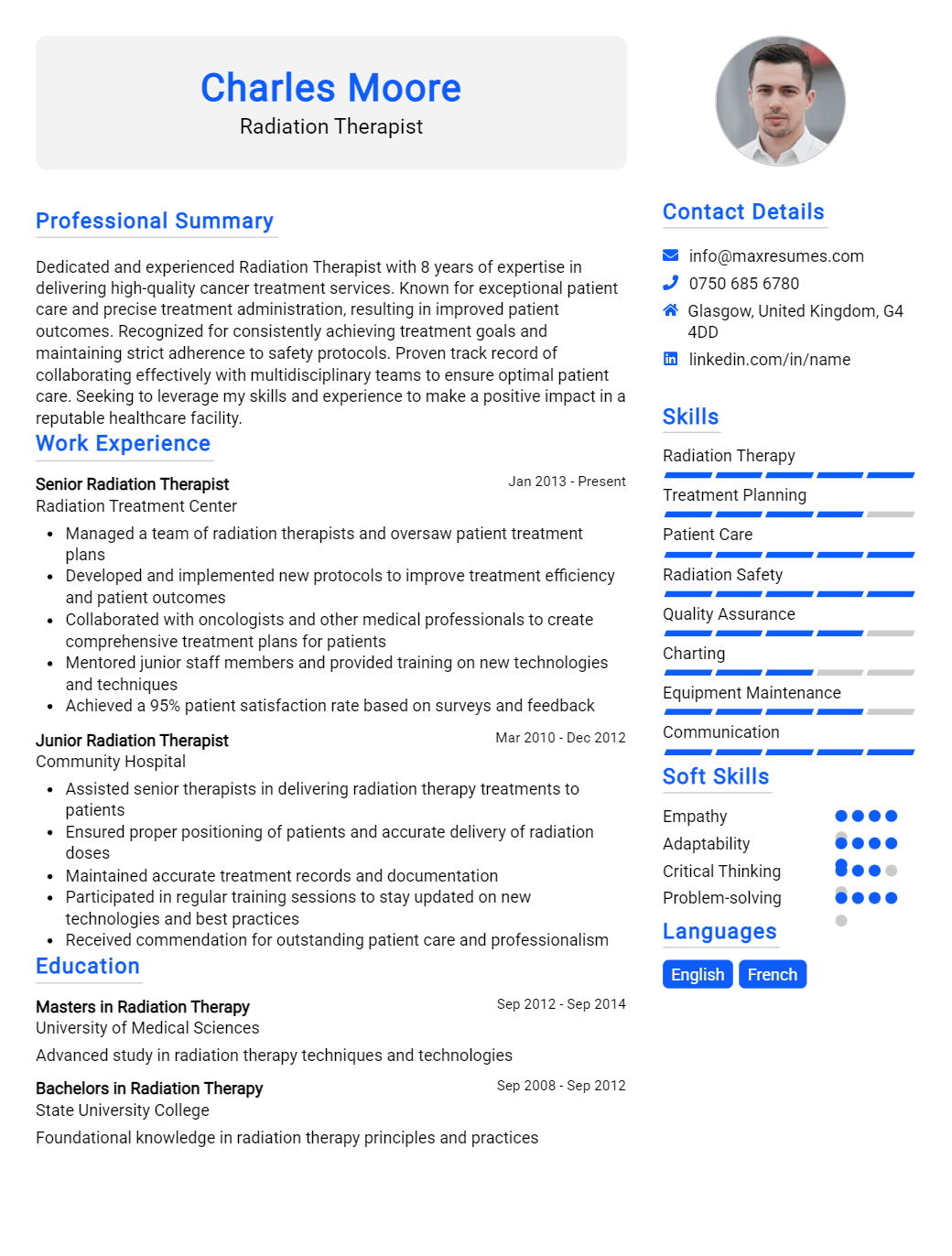 radiation-therapist-resume-sample