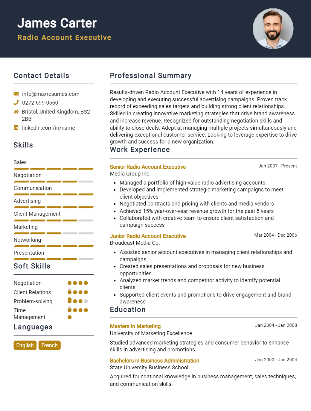 radio-account-executive-resume-sample