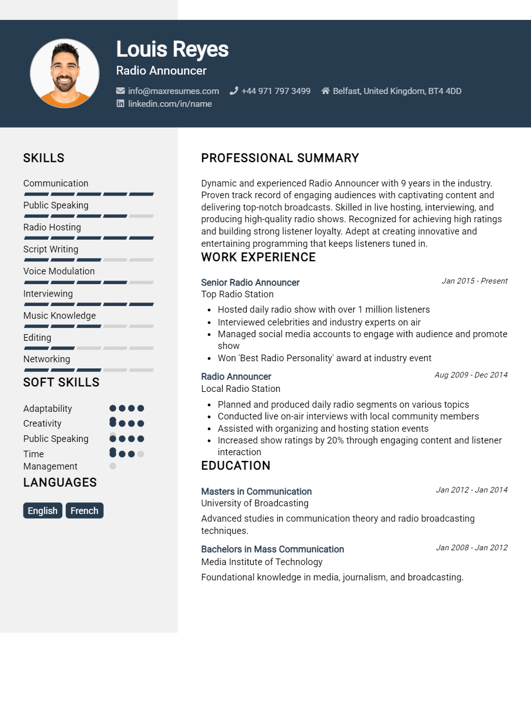 radio-announcer-resume-sample