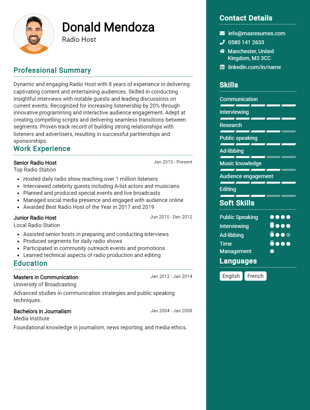 radio-host-resume-sample