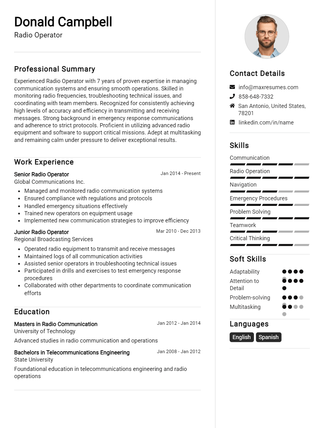 radio-operator-resume-sample