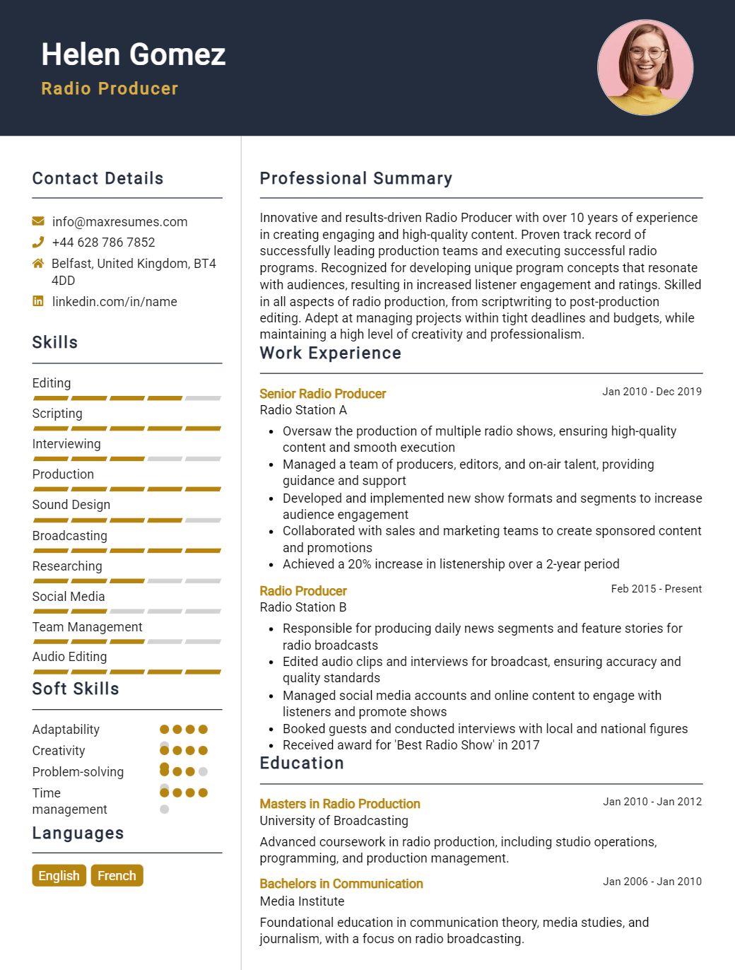 radio-producer-resume-sample