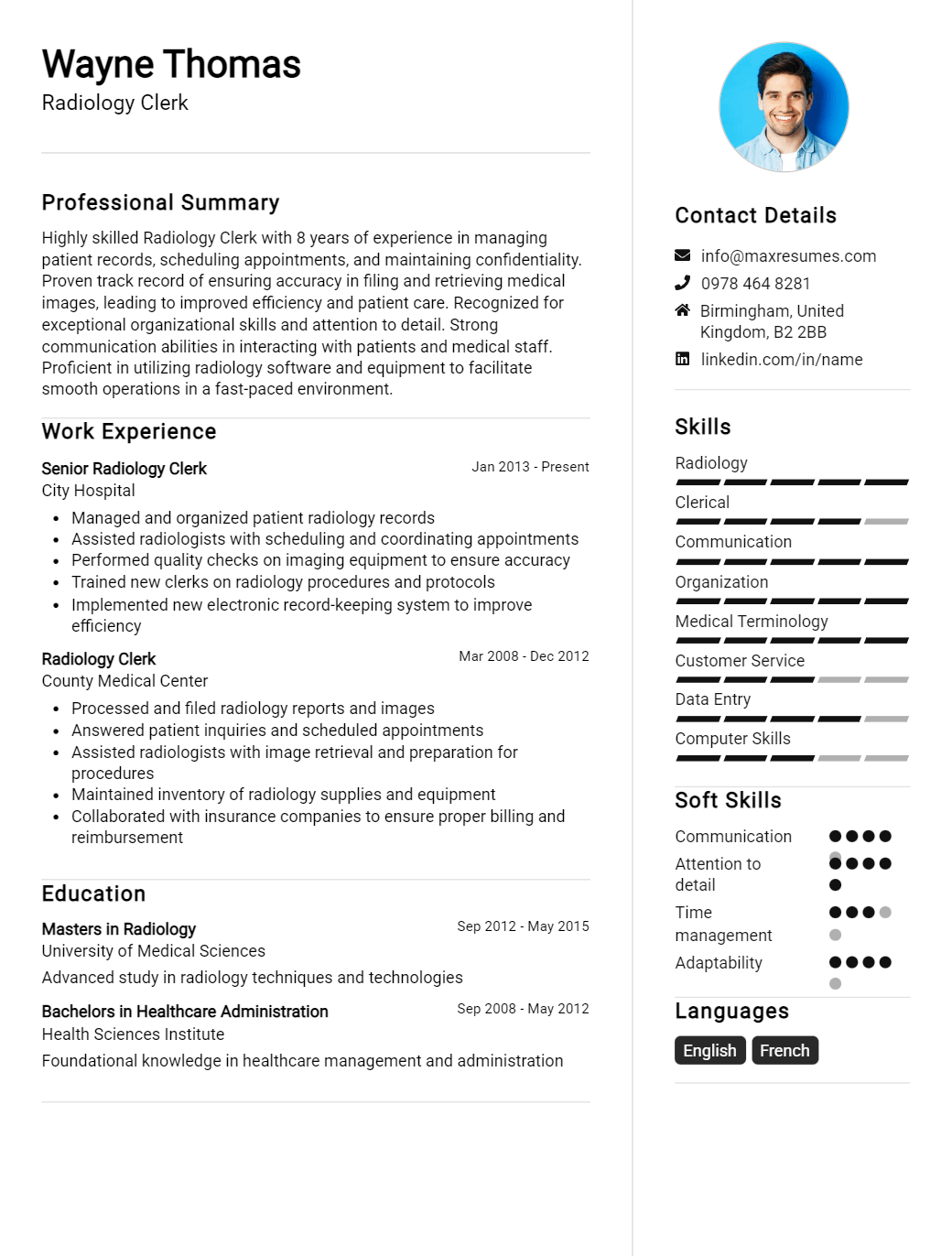 radiology-clerk-resume-sample