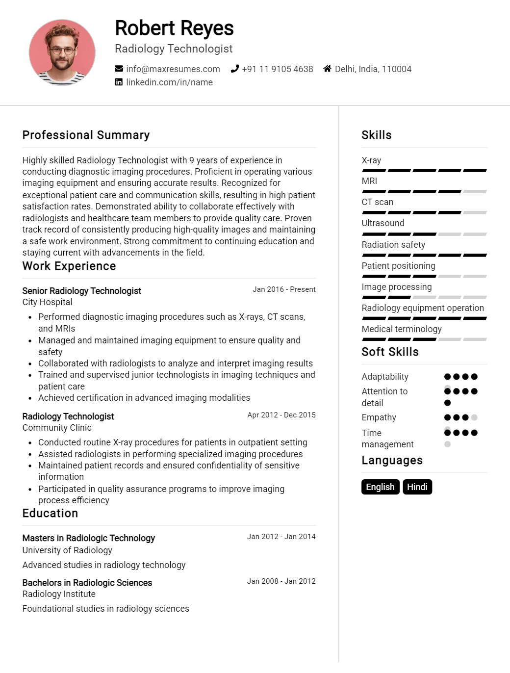 radiology-technologist-resume-sample